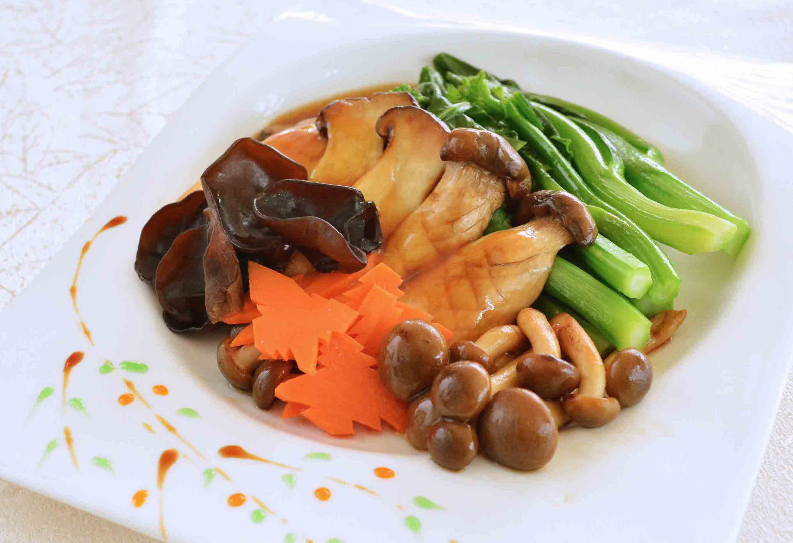 Fragrant Sauce with Wild Mushroom and Chinese Kai Lan from Gim Tim