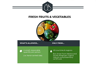 Quantity & source of fresh fruits & vegetables that travellers can bring into Singapore